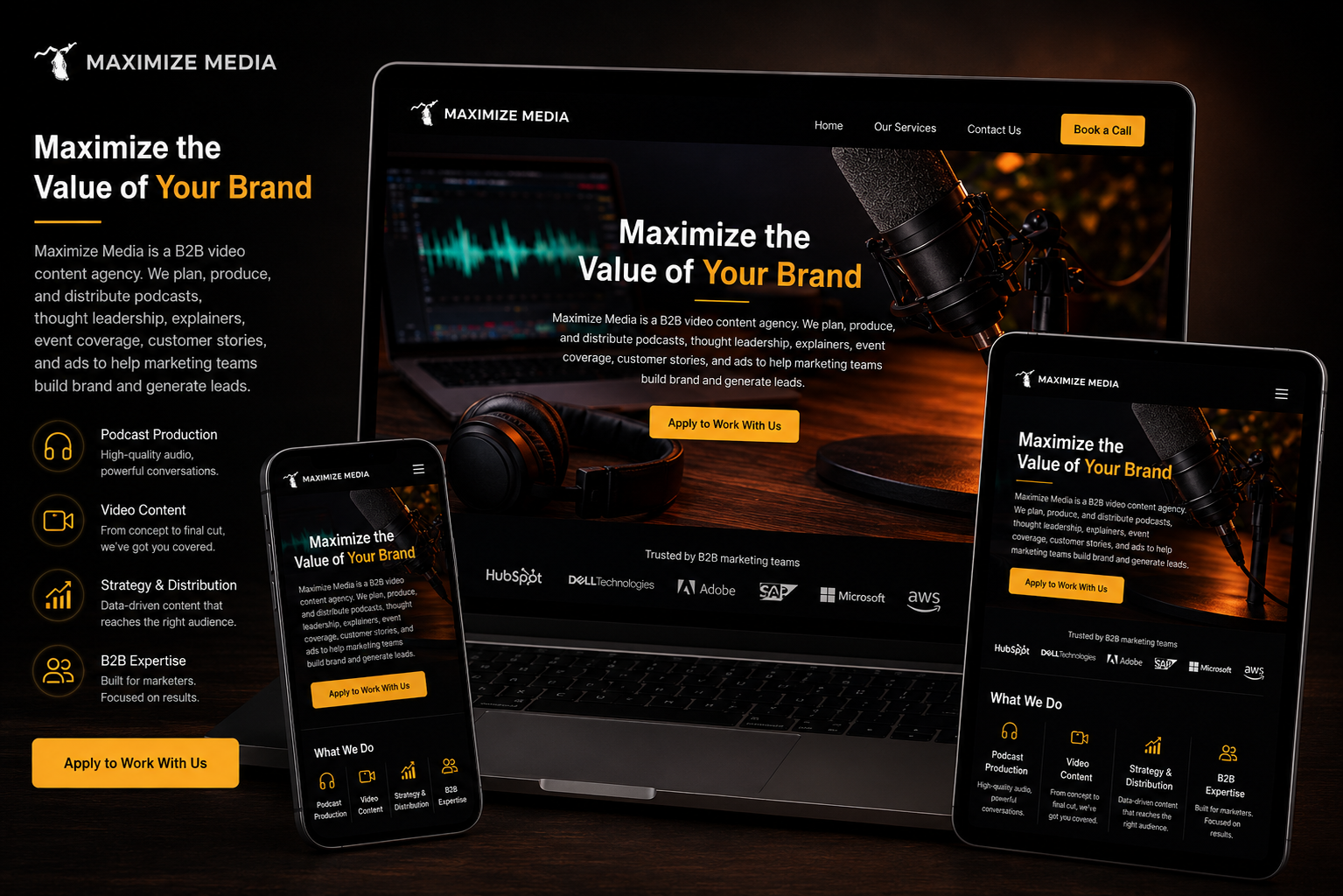 Maximize Media – B2B Video Content Agency Website